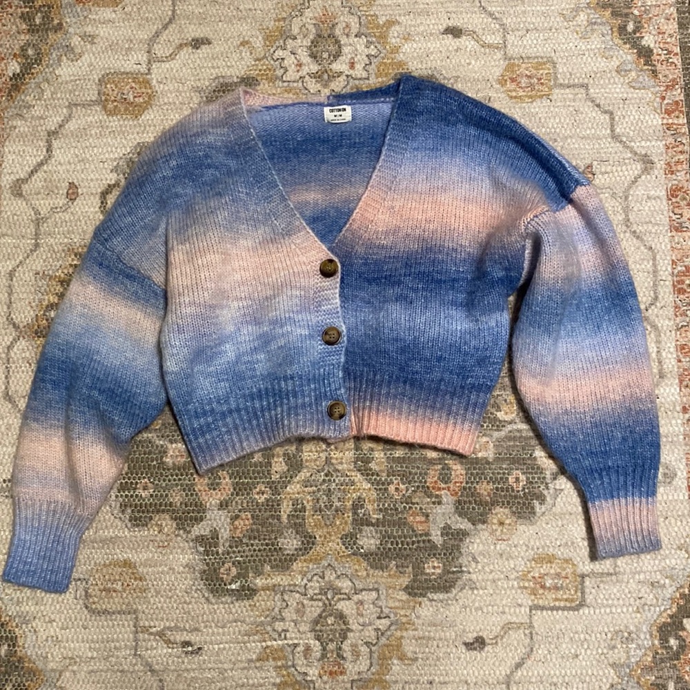 Cotton on pink and blue crop cardigan